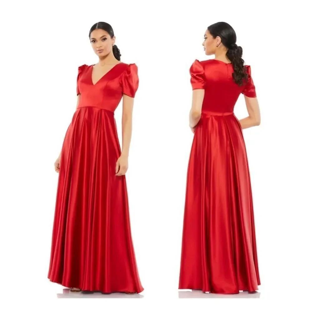 Mac Duggal NWT size 8 Ruby Red satin formal gown style 26606 - Picture 2 of 11